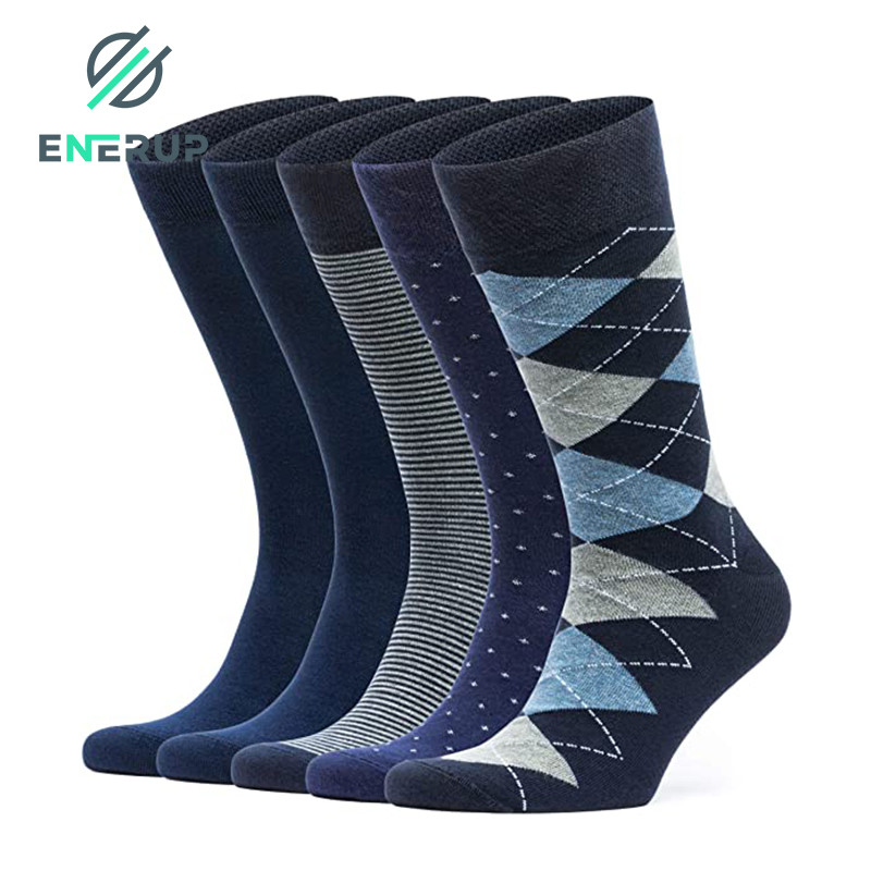 Knitted Regular Style Mens Business Casual Socks Custom Logo